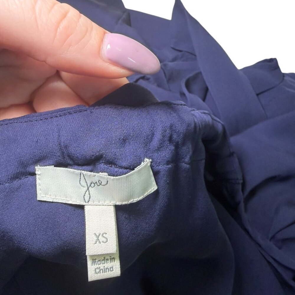 Joie Navy 100% Silk Puff Sleeve Gathered Blouse XS - Picture 5 of 5